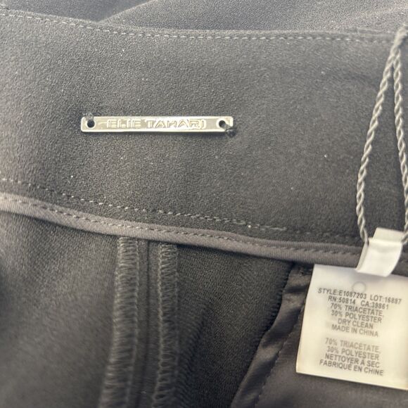 TAHARI Dress Pants Size 8 Black Straight Leg w/Side Slit Sash Belt New w/Tags - Picture 6 of 11